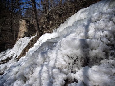 Джуринський водоспад, замерз водоспад, Тернопільщина, лютий 2025