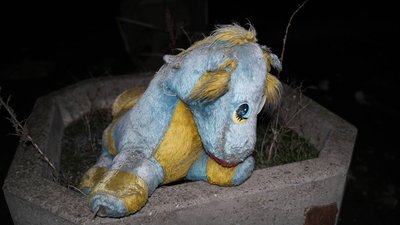 Іграшка на місці влучання дронами по підприємствах в Основ'янському районі Харкова, 8 квітня 2025 року Іграшка на місці влучання дронами по підприємствах в Основ'янському районі Харкова, 8 квітня 2025 року