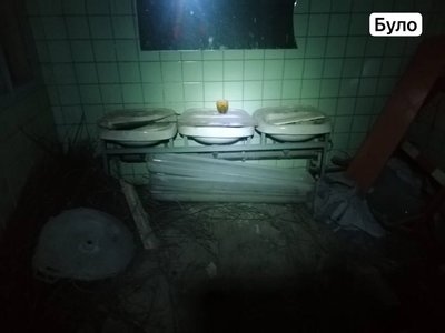 На столичній Оболоні громадську вбиральню в переході перетворили на укриття На столичній Оболоні громадську вбиральню в переході перетворили на укриття