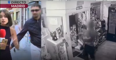 Незнайомець торкається іспанської журналістки Іси Баладо Незнайомець торкається іспанської журналістки Іси Баладо
