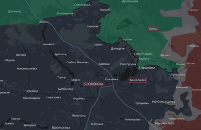 Міста Слов'янськ, Миколаївка та Лиман Донецької області на мапі аналітичного проєкту DeepState 30 червня 2026 року Міста Слов'янськ, Миколаївка та Лиман Донецької області на мапі аналітичного проєкту DeepState 30 червня 2026 року