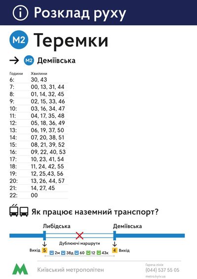 Між станціями метро "Теремки"-"Деміївська" запустять "човниковий" рух поїздів