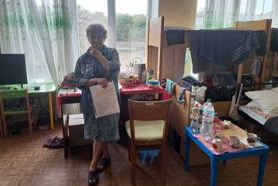 Шелтер для переселенців з Мирнограду переселенка з Мирнограда Надія Царичанка Дніпровська область 8 жовтня 2024 рік Шелтер для переселенців з Мирнограду переселенка з Мирнограда Надія Царичанка Дніпровська область 8 жовтня 2024 рік