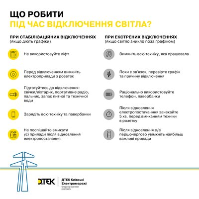 Поради споживачам від енергетиків ДТЕК, як використовувати електроприлади під час відключення світла Поради споживачам від енергетиків ДТЕК, як використовувати електроприлади під час відключення світла