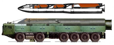 Можливий вигляд російської балістичної ракети середньої дальності РС-26 "Рубіж" Можливий вигляд російської балістичної ракети середньої дальності РС-26 "Рубіж"