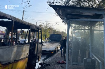 В Одесі згоріла маршрутка
