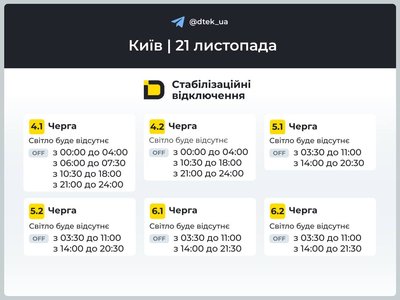У столиці та на Київщині протягом 21 листопада вимикатимуть світло: якими будуть графіки