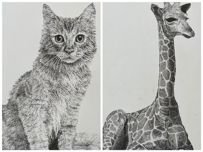Котик, жирафа, графіка Котик, жирафа, графіка