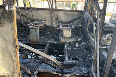 В Одесі згоріла маршрутка