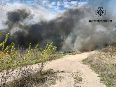Людей просять позачиняти вікна: у селі на Черкащині горить очерет Людей просять позачиняти вікна: у селі на Черкащині горить очерет