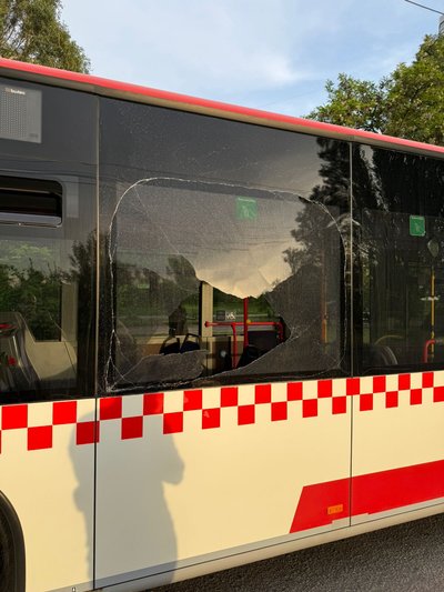 Автобус 272-го маршруту близько 18:30 26 травня їхав на кінцеву зупинку. Невідомі з очерету обстріляли транспорт, ймовірно, з пневматичної зброї та скрилися Автобус 272-го маршруту близько 18:30 26 травня їхав на кінцеву зупинку. Невідомі з очерету обстріляли транспорт, ймовірно, з пневматичної зброї та скрилися