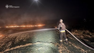 Нічна атака російських безпілотників: на Кіровоградщині гасили пожежу в полі Нічна атака російських безпілотників: на Кіровоградщині гасили пожежу в полі
