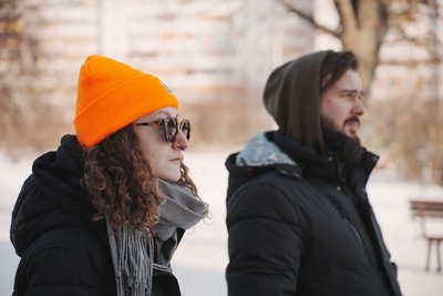 Вероніка Томаско-Сільва і Кирило Зарубін під час екскурсії Північною Салтівкою Вероніка Томаско-Сільва і Кирило Зарубін під час екскурсії Північною Салтівкою