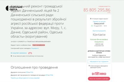 На Одещині скасували тендер на ремонт ліцею за майже 86 млн гривень На Одещині скасували тендер на ремонт ліцею за майже 86 млн гривень