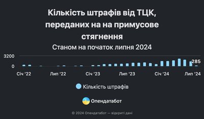 Скільки штрафів виписали в ТЦК з початку року — розповів Опендатабот