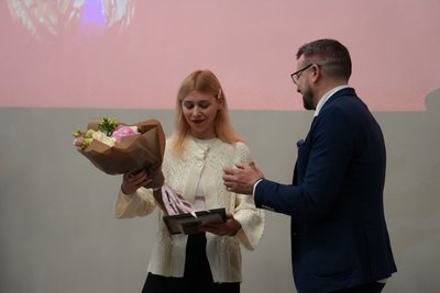 Юлія Єременко на врученні стипендії імені Едуарда Зуба, 28 листопада 2025 року