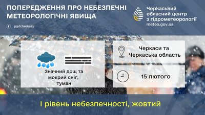 Туман, дощ та мокрий сніг: синоптик розповів про погоду на Черкащині 15 лютого Туман, дощ та мокрий сніг: синоптик розповів про погоду на Черкащині 15 лютого