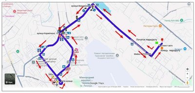Маршрут №14 для практичних іспитів з водіння у Чернівцях