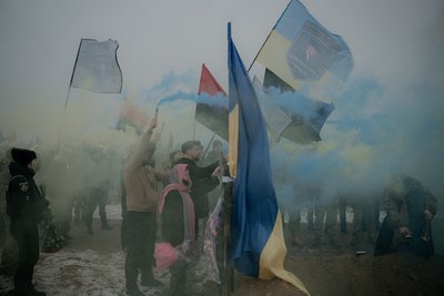 Рідні, друзі та побратими на церемонії похорону Антона Спіцина з підрозділу "Гострі Картузи" у Харкові