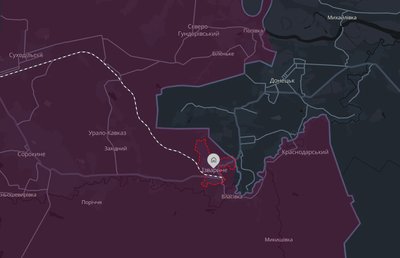 Селище Ізварине Луганської області на мапі аналітичного проєкту DeepState 3 червня 2026 року Селище Ізварине Луганської області на мапі аналітичного проєкту DeepState 3 червня 2026 року