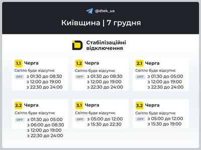 Графік відключень електрики у Києві та області: коли не буде світла Графік відключень електрики у Києві та області: коли не буде світла