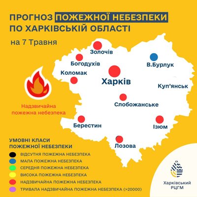 Попередження про пожежну небезпеку для Харкова й області на 7 травня Попередження про пожежну небезпеку для Харкова й області на 7 травня