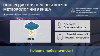 В Одесі та області оголосили штормове попередження: очікується гроза В Одесі та області оголосили штормове попередження: очікується гроза