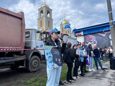 Тамара Яніна — дружина загиблого захисника "Азовсталі" долучилася до протесту Тамара Яніна — дружина загиблого захисника "Азовсталі" долучилася до протесту