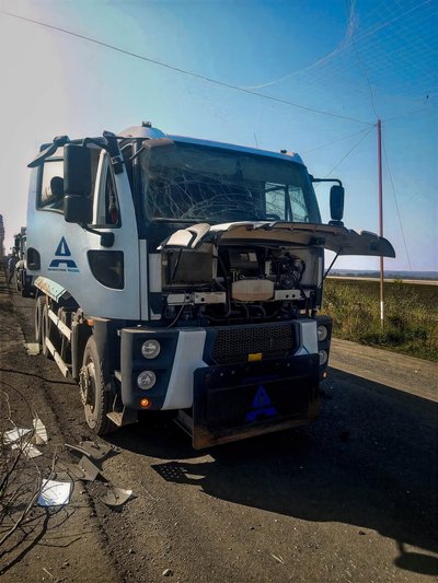 Внаслідок ударів БпЛА армії РФ пошкоджений самоскид компанії Автомагістраль-Південь Внаслідок ударів БпЛА армії РФ пошкоджений самоскид компанії Автомагістраль-Південь