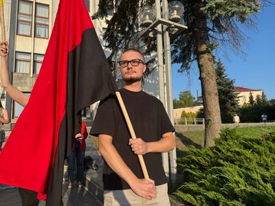Андрій Сачик, учасник акції на підтримку Михайла Федорова, 17 липня 2026 року Андрій Сачик, учасник акції на підтримку Михайла Федорова, 17 липня 2026 року