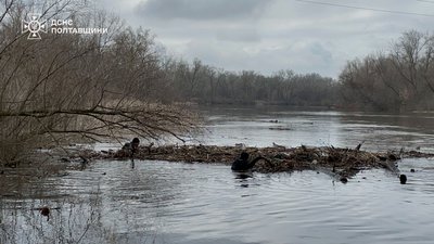На Полтавщині на річці Псел ліквідовують великий затор, який утворився із деревини та сміття На Полтавщині на річці Псел ліквідовують великий затор, який утворився із деревини та сміття