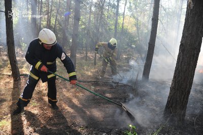 Пожежники намагаються загасити пожежу у Балаклійському лісництві на Харківщині, 14 серпня 2024 року Пожежники намагаються загасити пожежу у Балаклійському лісництві на Харківщині, 14 серпня 2024 року