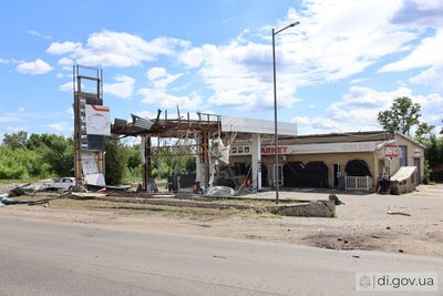 АЗС у Дергачах, яку вдень 27 червня атакували росіяни, попередньо, БпЛА типу "Італмас"