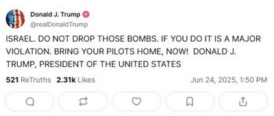 Трамп невдоволений Ізраїлем та Іраном Трамп невдоволений Ізраїлем та Іраном