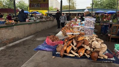 Продаж грибів на Хмельницькому центральному ринку Продаж грибів на Хмельницькому центральному ринку