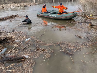 Через талу воду на річках Полтавщини побільшало заторів із деревини: де нині працюють рятувальники Через талу воду на річках Полтавщини побільшало заторів із деревини: де нині працюють рятувальники