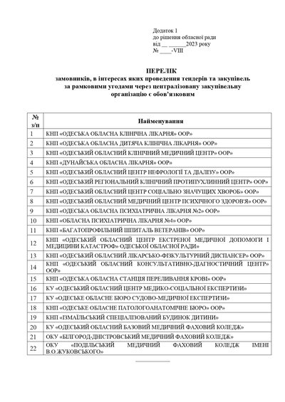 На Одещині будуть централізовано проводити медичні закупівлі На Одещині будуть централізовано проводити медичні закупівлі