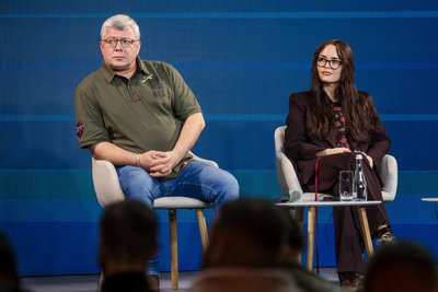 Співвласник Fire Point Єгор Скалига та технічна директорка компанії Ірина Терех під час пресконференції у Києві 21 листопада 2025 року Співвласник Fire Point Єгор Скалига та технічна директорка компанії Ірина Терех під час пресконференції у Києві 21 листопада 2025 року