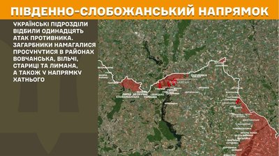На Південно-Слобожанському напрямку українські підрозділи відбили одинадцять атак РФ, дані на ранок 24 липня 2026 року На Південно-Слобожанському напрямку українські підрозділи відбили одинадцять атак РФ, дані на ранок 24 липня 2026 року