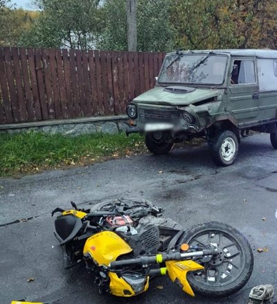 Зіткнення між мотоциклом "Lifan", за кермом якого перебував 16-річний місцевий житель, та автомобілем "ЗАЗ ЛуАЗ", яким керував 29-річний місцевий житель Зіткнення між мотоциклом "Lifan", за кермом якого перебував 16-річний місцевий житель, та автомобілем "ЗАЗ ЛуАЗ", яким керував 29-річний місцевий житель