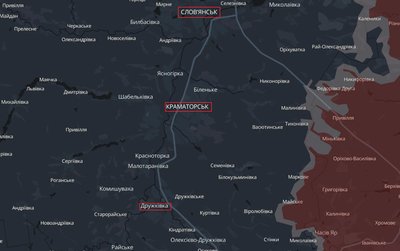Міста Дружківка, Краматосрьк, Слов'янськ Донецької області на мапі аналітичного проєкту DeepState 29 червня 2026 року