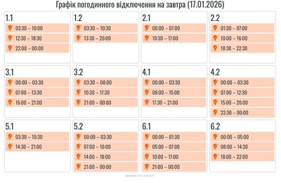 Графіки вимкнень електроенергії на Івано-Франківщині на 17 січня Графіки вимкнень електроенергії на Івано-Франківщині на 17 січня