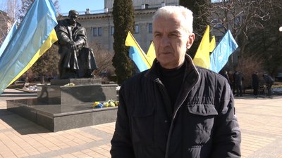 Тернополянин Володимир Грицай, вшанування Тараса Шевченка у Тернополі, 9 березня 2026 року Тернополянин Володимир Грицай, вшанування Тараса Шевченка у Тернополі, 9 березня 2026 року