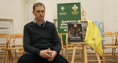 Тарас П’ятковський, друг загиблого військового Андрія Буди, 23 лютого 2026 року Тарас П’ятковський, друг загиблого військового Андрія Буди, 23 лютого 2026 року