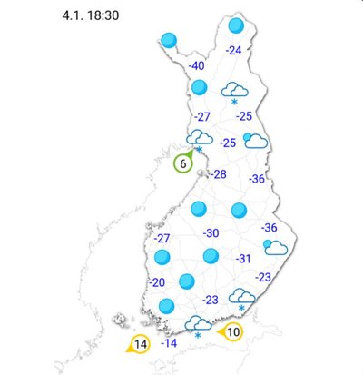Фінляндія морози погода температурний рекорд карта