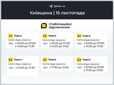 Економія електроенергії. Як відключатимуть світло на Київщині Економія електроенергії. Як відключатимуть світло на Київщині