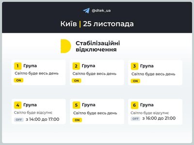 Як вимикатимусь світло у Києві та області: графіки ДТЕК Як вимикатимусь світло у Києві та області: графіки ДТЕК