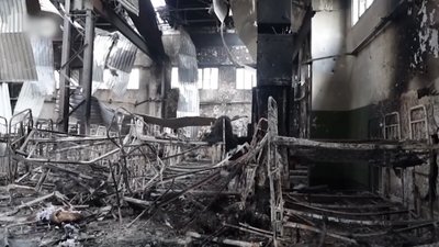 Знищена будівля колонії в Оленівці