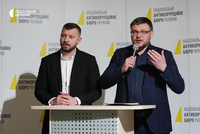 Керівник САП Олександр Клименко (ліворуч) та директор НАБУ Семен Кривонос під час спільного брифінгу. Київ, 12 травня 2026 року Керівник САП Олександр Клименко (ліворуч) та директор НАБУ Семен Кривонос під час спільного брифінгу. Київ, 12 травня 2026 року