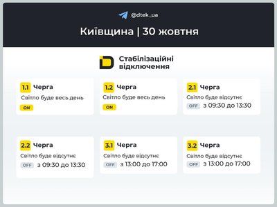 На Київщині діють екстрені відключення світла, у столиці застосовують графіки На Київщині діють екстрені відключення світла, у столиці застосовують графіки
